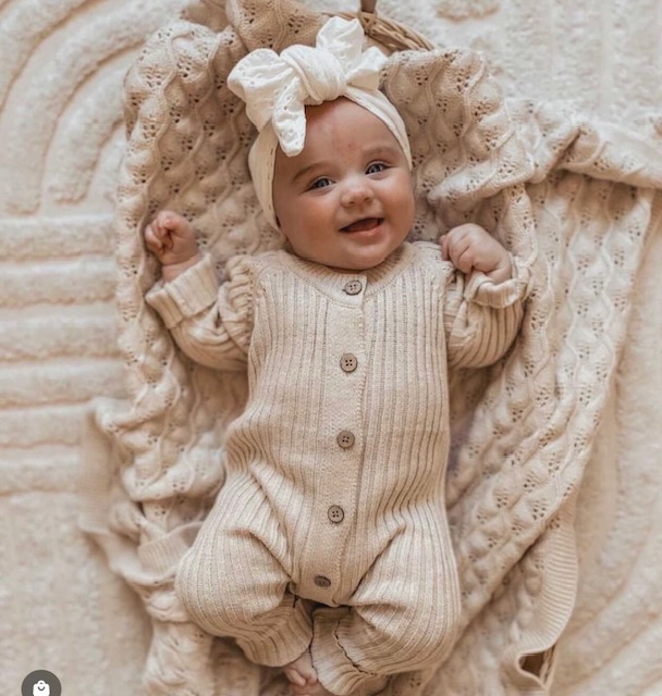 Beige knitted baby outfit 3 6M kopen Babypakje