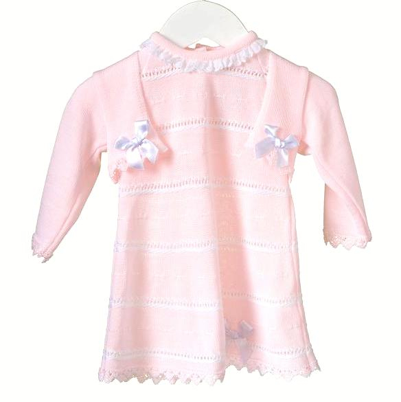 Gebreid Roze Met Wit Jurkje En Bijpassend Vestje Van Bluesbaby Zip