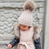 Beige fur pompon beanie 2-6Y