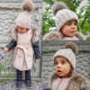 Beige fur pompon beanie 2-6Y