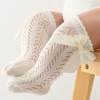 Hoge katoenen bow sokjes creme