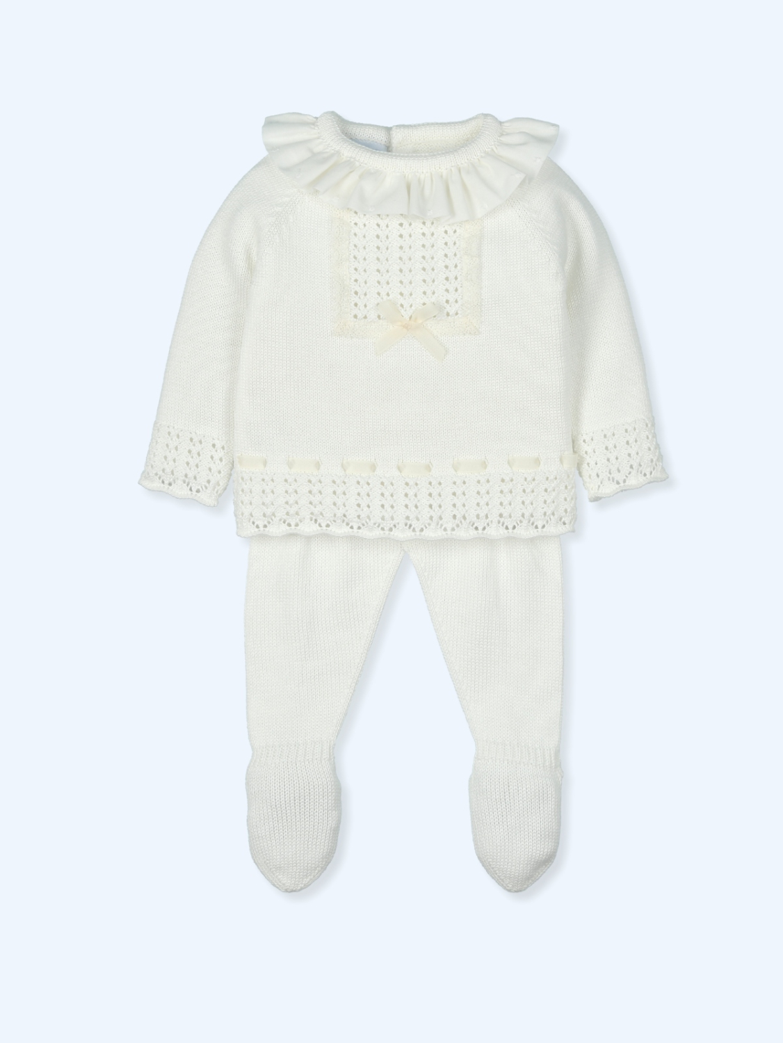 Romance cream bow baby outfit