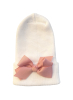 Newborn muts met mini strik van lint oud roze extra warm