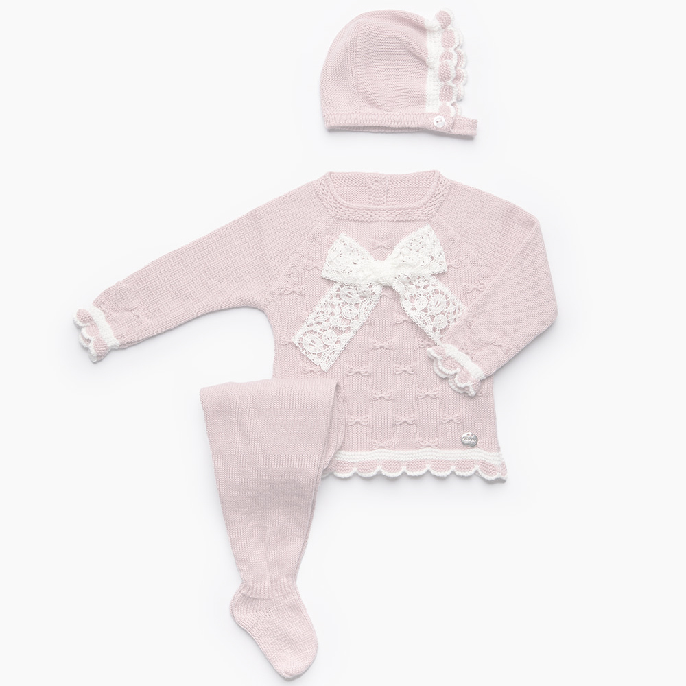Baby pink lace bow babypakje