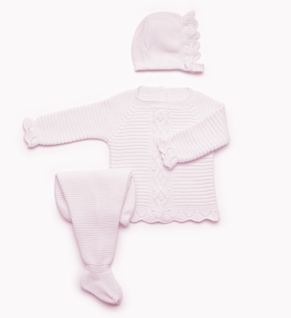 Roze diamond knit babypakje