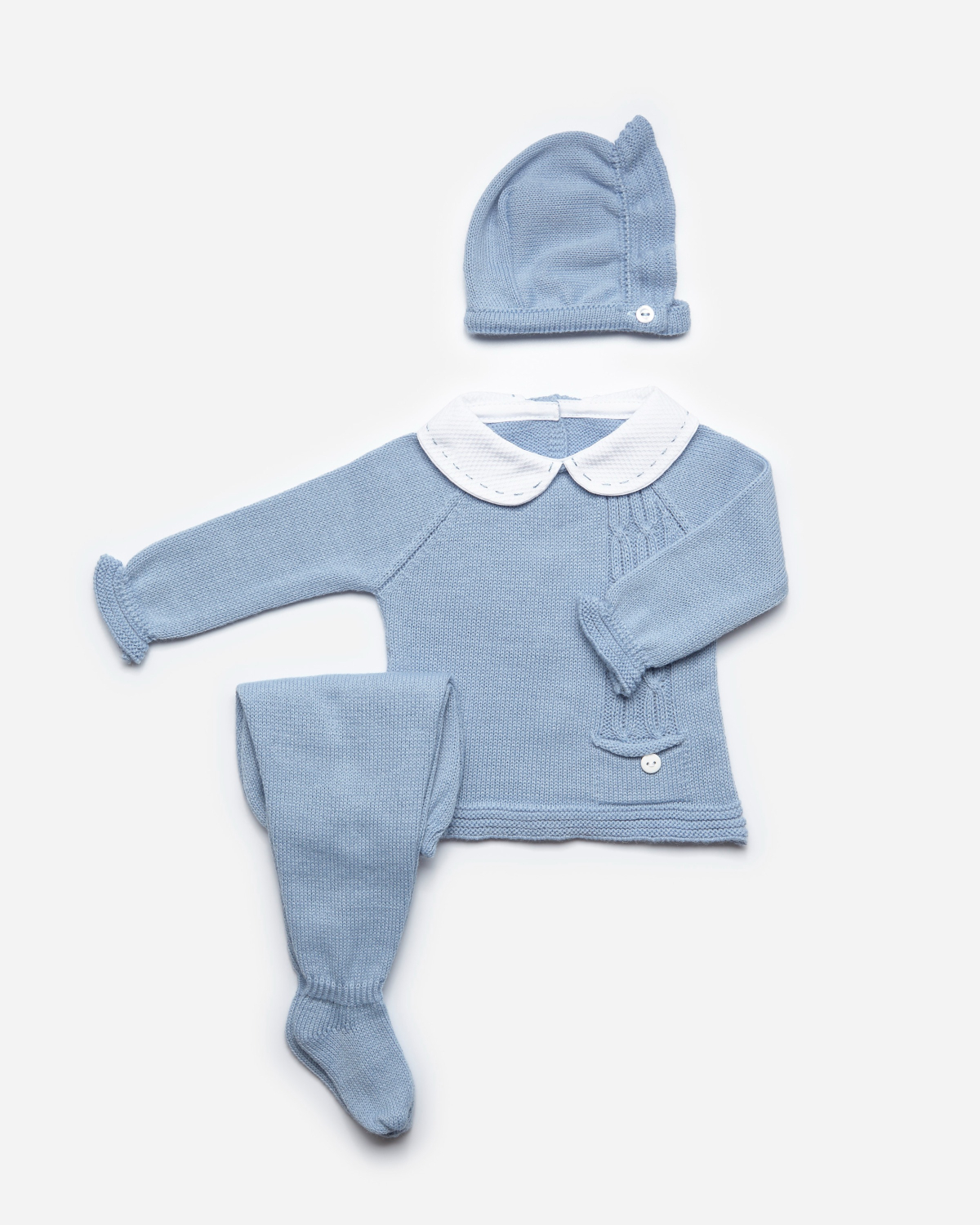 Blauw knit babypakje