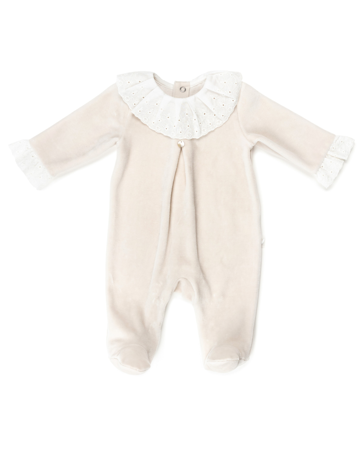 Pure beige velour baby outfit