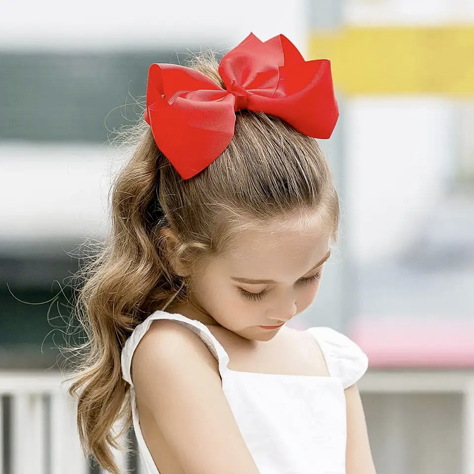 Rode XL bow haarclip meisje