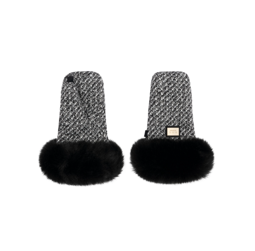 Luxe black tweed handschoenen