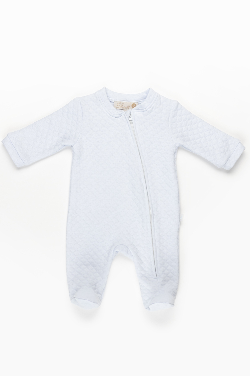 Blue quilted baby outfit