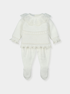 Romantic lace baby outfit creme