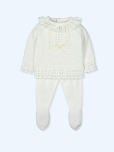 Romance cream bow baby outfit