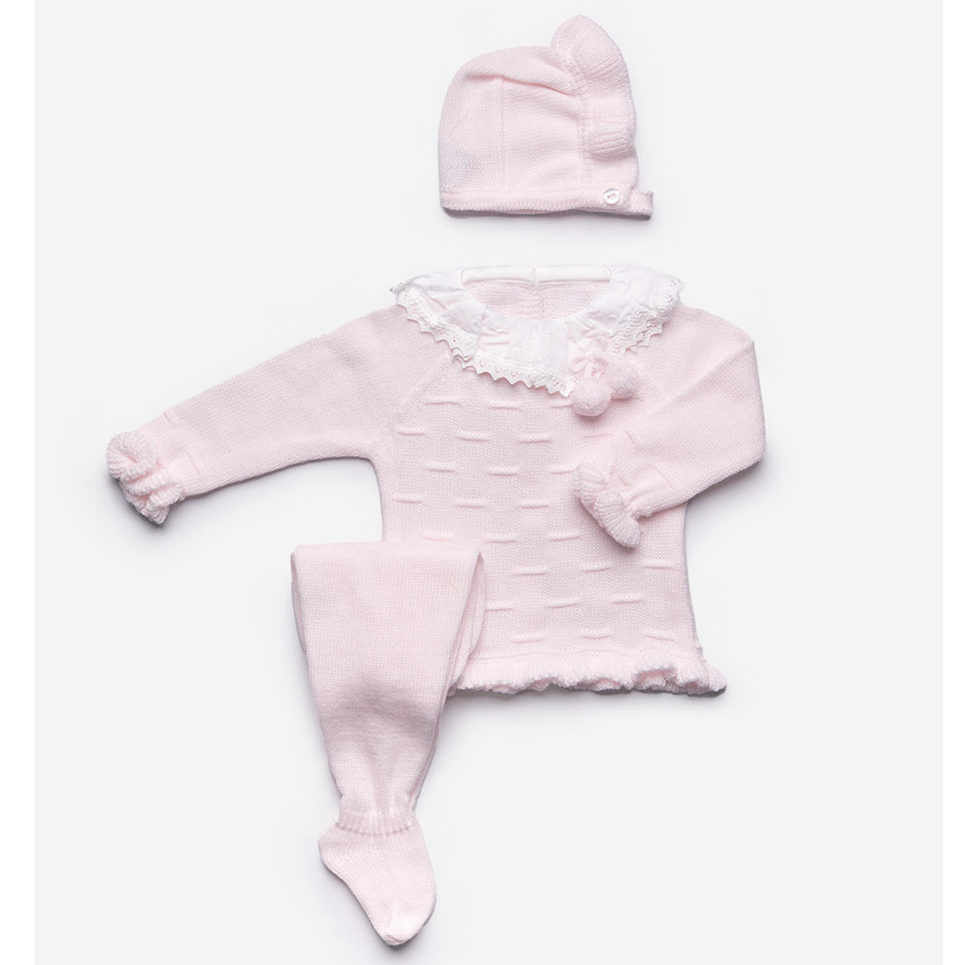 Licht roze knit babypakje