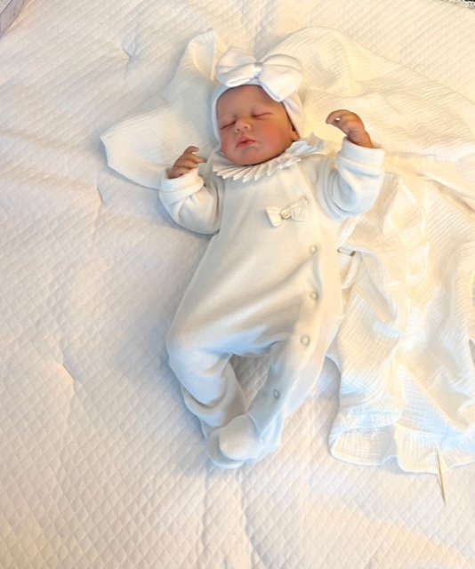 White velour bow outfit