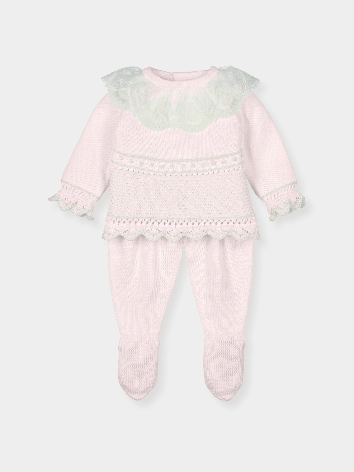 Baby pink Lace collor outfit