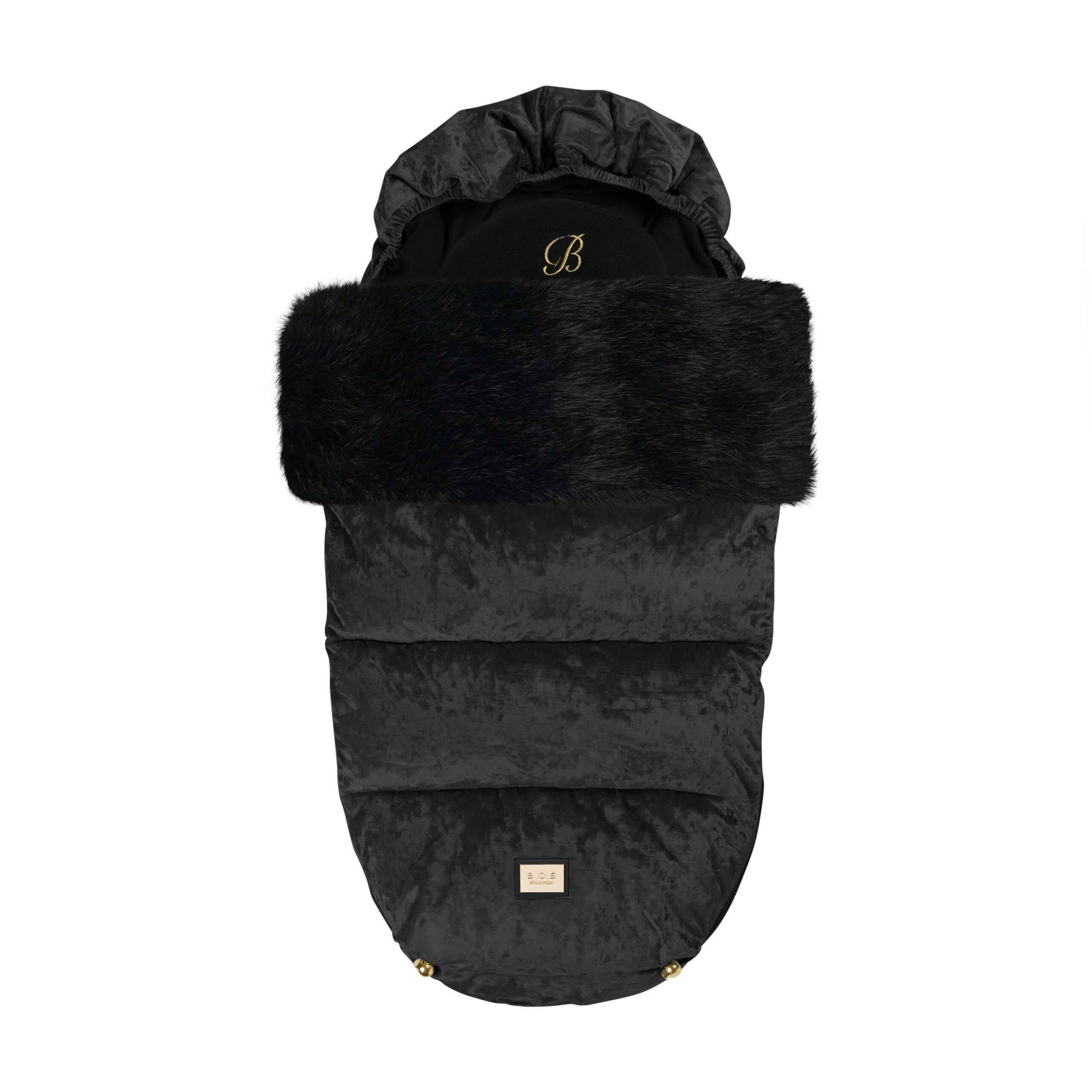 Luxe zwarte velvet voetenzak van Bjällra of Sweden kopen? - Voetenzak