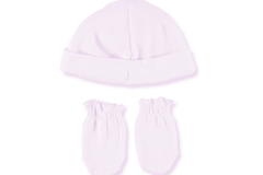 Pink newborn set wantjes en muts