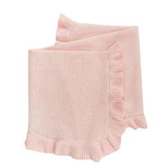 Ruffle knit dekentje pink
