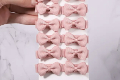 Mini bow clip set powder pink 10PC
