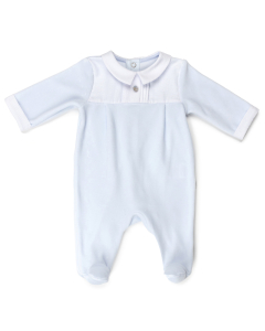 Pure baby blue velour baby outfit