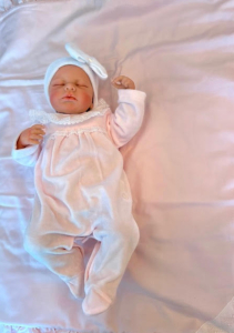 Pink velour baby outfit little lace love