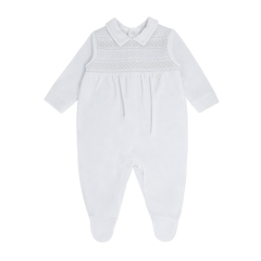 White silver velour baby outfit